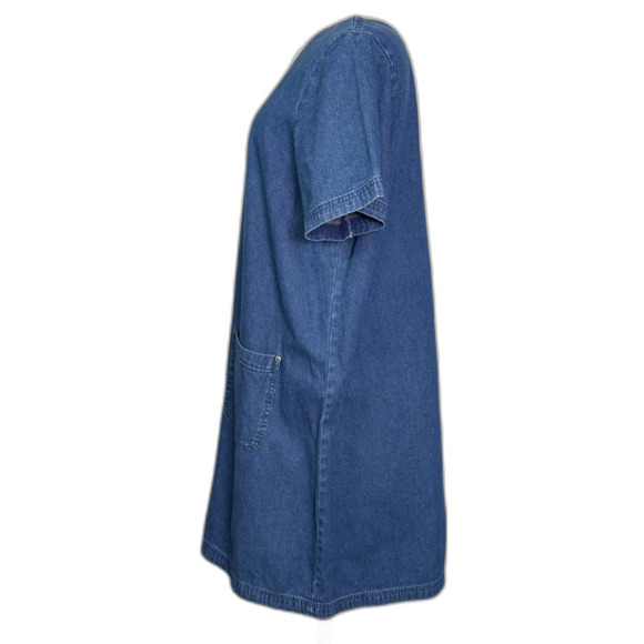 Vintage Original TY Wear Denim Dress, Women's 18W, Short Sleeves, Knee Length - Picture 5 of 14